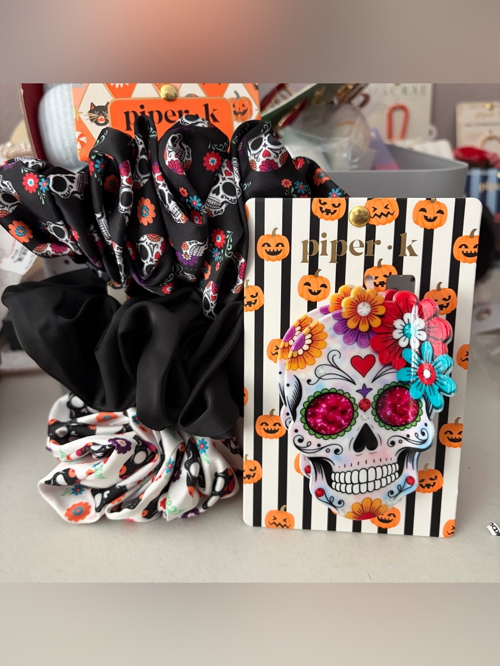Piper K Day of the Dead Multicolor Sugar Skull Hair Accessory Set